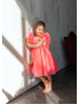 Flutter Sleeves Pink Satin Tulle Flower Girl Dress